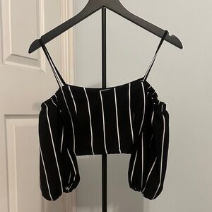 Charlotte Russe black and white striped crop top